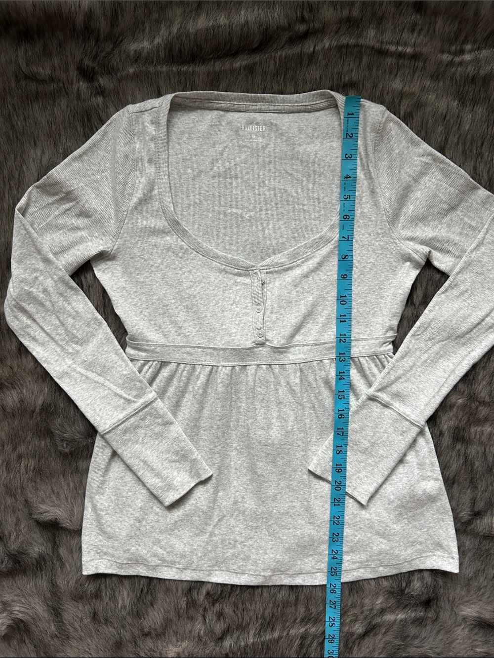 Hollister Y2K Babydoll Top Women’s Gray Long Sleeve Tie Back Bella Swan Medium - Picture 5 of 9